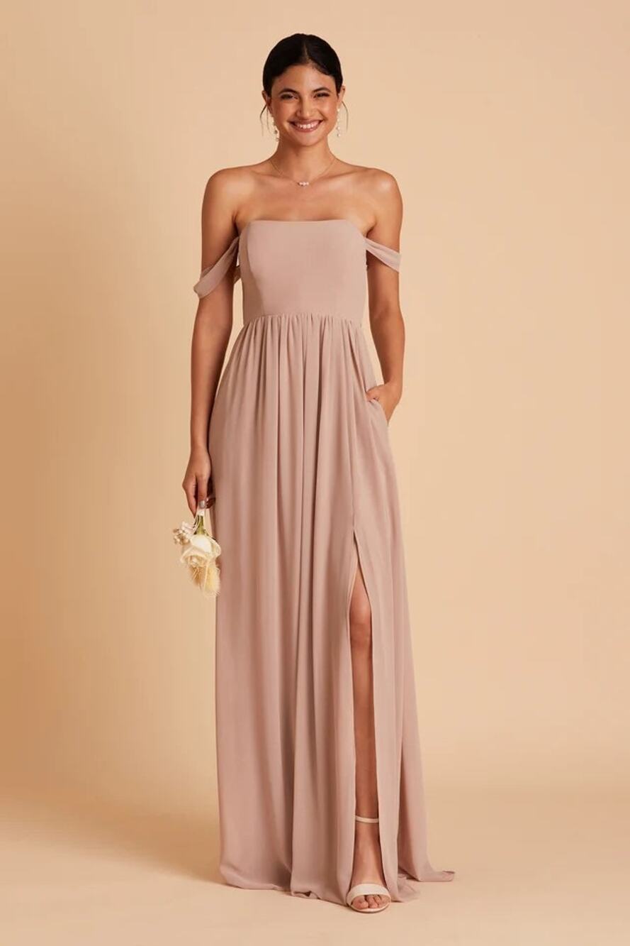 1464 NWT Birdy Grey August Chiffon Convertible Bridesmaid Dress Taupe Size XL